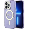 Guess GUHMP14LHCMCGU Apple iPhone 14 Pro 6.1″ violetinės spalvos kietas dėklas Glitter Gold MagSafe