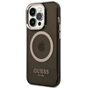 Dėklas Guess GUHMP14LHTCMK iPhone 14 Pro 6.1" juodas/juodas hard case Gold Outline Translucent MagSafe