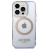 Guess dėklas iPhone 14 Pro 6,1 GUHMP14LHTCMU violetinė HC Magsafe Gold Outline Translucent