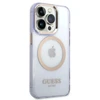 Guess dėklas iPhone 14 Pro 6,1 GUHMP14LHTCMU violetinė HC Magsafe Gold Outline Translucent