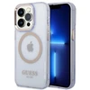 Guess dėklas iPhone 14 Pro 6,1 GUHMP14LHTCMU violetinė HC Magsafe Gold Outline Translucent