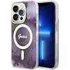 Guess GUHMP14LHTMRSU Apple iPhone 14 Pro 6.1″ violetinės spalvos kietas dėklas Golden Marble MagSafe