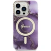 Guess GUHMP14LHTMRSU Apple iPhone 14 Pro 6.1″ violetinės spalvos kietas dėklas Golden Marble MagSafe