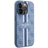Guess telefono dėklas iPhone 14 Pro 6,1 GUHMP14LP4RPSB mėlynas hardtelefono dėklas Magsafe 4G Printed Stripes