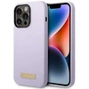 Guess telefono dėklas iPhone 14 Pro 6,1 GUHMP14LSBPLU violetinė hard telefono dėklas Liquid Silikoninis Logo MagSafe