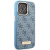 Apple iPhone 14 Pro Guess Dėklas 4G Logo Plate MagSafe mėlynos spalvos