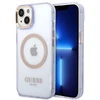 Guess GUHMP14SHTCMU Apple iPhone 14 / 15 / 136.1″violetinės spalvos kietas dėklas Gold Outline Translucent MagS