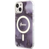 Guess GUHMP14SHTMRSU Apple iPhone 14 / 15 / 13 6.1″ violetinės spalvos kietas dėklas Golden Marble MagSafe