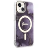 Guess GUHMP14SHTMRSU Apple iPhone 14 / 15 / 13 6.1″ violetinės spalvos kietas dėklas Golden Marble MagSafe