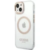Guess GUHMP14SHTRMD Apple iPhone 14 / 15 / 13 6.1″ auksinis kietas dėklas Metal Outline Magsafe