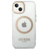 Guess GUHMP14SHTRMD Apple iPhone 14 / 15 / 13 6.1″ auksinis kietas dėklas Metal Outline Magsafe