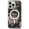 Guess GUHMP14XHCFWSK Apple iPhone 14 Pro Max 6.7″ juodos spalvos kietas dėklas Flower MagSafe