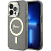 Guess GUHMP14XHCMCGK Apple iPhone 14 Pro Max 6.7″ juodos spalvos kietas dėklas Glitter Gold MagSafe