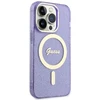 Guess GUHMP14XHCMCGU Apple iPhone 14 Pro Max 6.7″ violetinės spalvos kietas dėklas Glitter Gold MagSafe