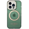 Apple iPhone 14 Pro Max Guess Dėklas Gold Outline Translucent MagSafe žalios spalvos