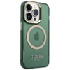 Apple iPhone 14 Pro Max Guess Dėklas Gold Outline Translucent MagSafe žalios spalvos