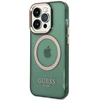 Apple iPhone 14 Pro Max Guess Dėklas Gold Outline Translucent MagSafe žalios spalvos