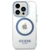Guess GUHMP14XHTRMB Apple iPhone 14 Pro Max6.7″ mėlynas kietas dėklas Metal Outline Magsafe