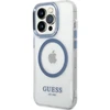 Guess GUHMP14XHTRMB Apple iPhone 14 Pro Max6.7″ mėlynas kietas dėklas Metal Outline Magsafe