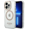 Guess GUHMP14XHTRMD Apple iPhone 14 Pro Max 6,7″ auksinis kietas dėklas Metal Outline Magsafe