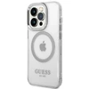 Guess GUHMP14XHTRMS Apple iPhone 14 Pro Max 6,7″ sidabrinis kietas dėklas Metal Outline Magsafe