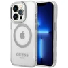 Guess GUHMP14XHTRMS Apple iPhone 14 Pro Max 6,7″ sidabrinis kietas dėklas Metal Outline Magsafe