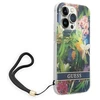 Dėklas GUESS kietas gėlių dirželis GUOHCP14LHFLSB galinis dangtelis, Apple, iPhone 14 Pro, Mėlyna, 6,1 "