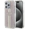 Guess IML 4G Gold Stripe dėklas iPhone 15 Pro - rožinis