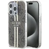 Guess IML 4G Gold Stripe dėklas, skirtas iPhone 15 Pro - rudas