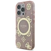 Guess GUHMP16LH4PYEEP Apple iPhone 16 Pro 6.3″ rožinės spalvos kietas dėklas IML Peony On 4G Background MagSafe