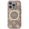 Guess GUHMP16LH4PYEEP Apple iPhone 16 Pro 6.3″ rožinės spalvos kietas dėklas IML Peony On 4G Background MagSafe