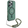 Guess IML Glitter With Pearl Strap MagSafe - dėklas skirtas Apple iPhone 16 Pro Max Žalias