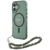 Guess GUHMP16MHGCRELSA Apple iPhone 16 Plus 6.7" žalios spalvos kietas dėklas IML Glitter With Pearl Strap MagSafe