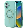Guess GUHMP16MPFTDTEN Apple iPhone 16 Plus 6.7″ žalias kietas dėklas IML Rhinestones MagSafe