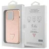 Guess iPhone 15 Pro Max rausvas/rožinis deklas Croco Triangle Metal Logo