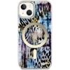 Guess GUHMP14SHLEOPWB Apple iPhone 14 / 15 / 13 6.1″ mėlynas kietas dėklas Leopard MagSafe