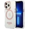 Guess GUHMP13LHTRMP Apple iPhone 13 Pro / 13 6,1″ rožinės spalvos kietas dėklas Metal Outline Magsafe