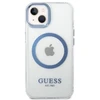Guess GUHMP14MHTRMB Apple iPhone 14 Plus / 15 Plus 6.7″ mėlynas kietas dėklas Metal Outline Magsafe
