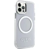 Guess GUHMP12MHTRMS Apple iPhone 12/12 Pro 6.1″ sidabrinis kietas dėklas Metal Outline Magsafe