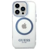 Guess GUHMP14LHTRMB Apple iPhone 14 Pro 6,1″ mėlynas kietas dėklas Metal Outline Magsafe