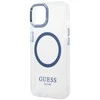 Guess GUHMP14MHTRMB Apple iPhone 14 Plus / 15 Plus 6.7″ mėlynas kietas dėklas Metal Outline Magsafe