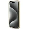 Guess odinis 4G metalinis dėklas su logotipu Strass iPhone 15 - auksinis