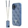 Guess GUHCP16SP4TDSCPB Apple iPhone 16 6.1″ mėlynas kietas dėklas Leather Metal Logo Strass Crossbody