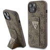 Guess GUHCP15SPGS4TDW Apple iPhone 15 / 14 / 13 6.1″ rudos spalvos kietas dėklas Grip Stand 4G Triangle Strass