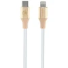 Guess GULMARG USB-C kabelis - Lightning 1.5m greito įkrovimo šviestuvas auksinis su reljefiniu logotipu