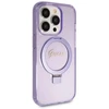 Dėklas GUESS GUHMP14LHRSGU IPHONE 14 PRO 6.1 "purpurinis/purpurinis KIETAS DĖLĖS RING STOVAS SCRIPT GLITTER MAGSAFE