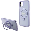 Guess GUHMN61HRSGSU Apple iPhone 11 / Xr 6.1″ violetinės spalvos kietas dėklas Ring Stand Script Glitter MagSafe