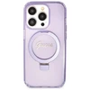 Dėklas GUESS GUHMP14LHRSGU IPHONE 14 PRO 6.1 "purpurinis/purpurinis KIETAS DĖLĖS RING STOVAS SCRIPT GLITTER MAGSAFE
