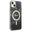 Rinkinys Guess GUBPP14SHMEACSK Case+ Charger iPhone 14 6,1" juodas/juodas kietas dėklas Marble MagSafe