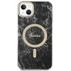 Rinkinys Guess GUBPP14SHMEACSK Case+ Charger iPhone 14 6,1" juodas/juodas kietas dėklas Marble MagSafe